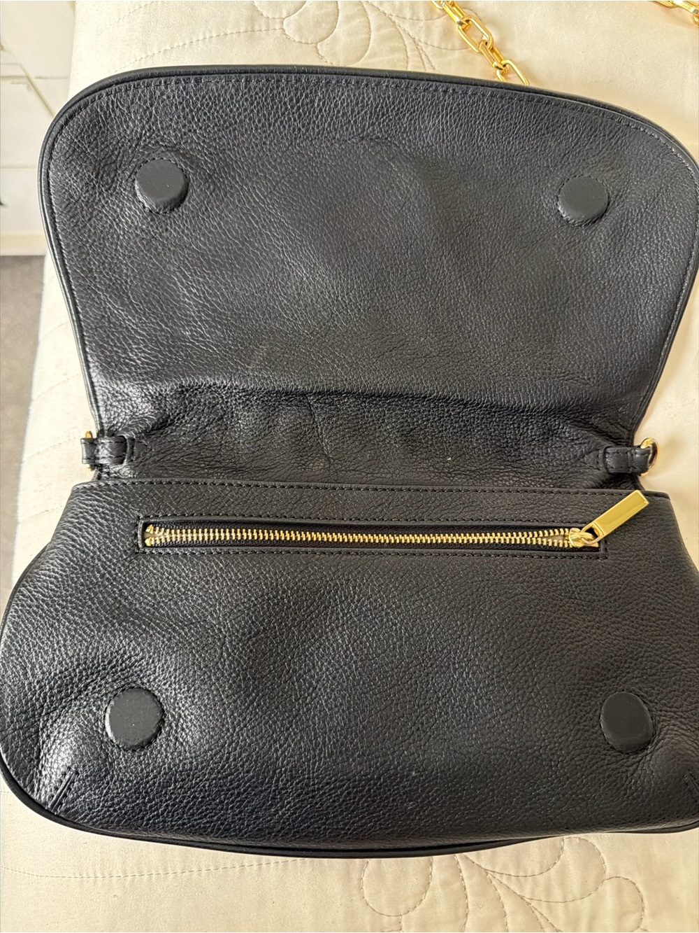 Tory Burch - Black Leather Crossbody with Gold Chain Strap - Picture 7 of 15